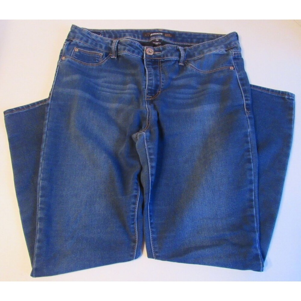 Jordache Super Super Skinny Dark Wash Mid Rise Stretch Denim Blue Jeans Size 14